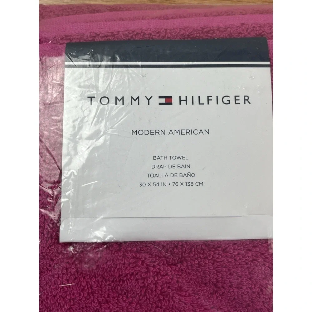Tommy Hilfiger Solid Modern American Bath Towel, Raspberry Rose 30